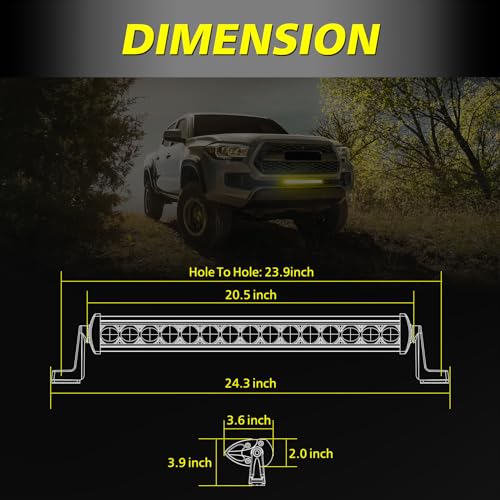 Image of 20 inch 105W Amber Single Row LED Light Bar w /Wiring Kit & Cover