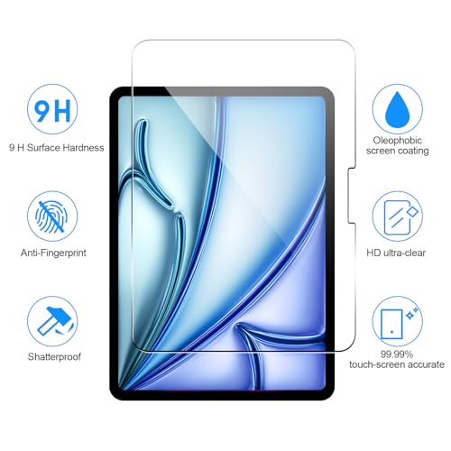 SIBEITU for iPad Air 11 Inch M3 2025 & M2 2024 Screen Protector, 2 Pack iPad Air 7th/6th Generation Tempered Glass Film, 9H Anti-Scratch HD Compatible Face ID & Case Friendly for iPad Air 11" 7/6 Gen