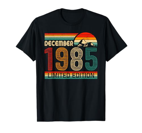 December 1985 Limited Edition Classic 1985 Vintage Birthday t-shirt, Preto, Pequeno