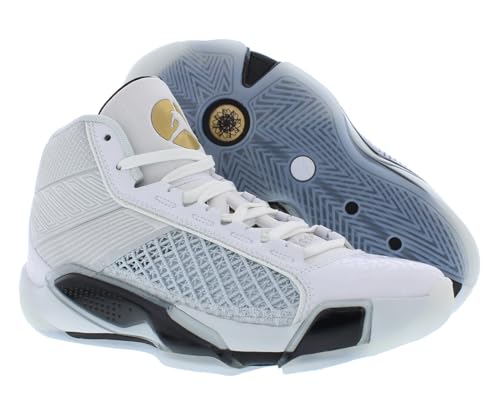 NIKE Air Jordan XXXVIII FIBA Basketball Shoes (FN7481-100, White/Pure Platinum/Metallic Gold) Size 9.52