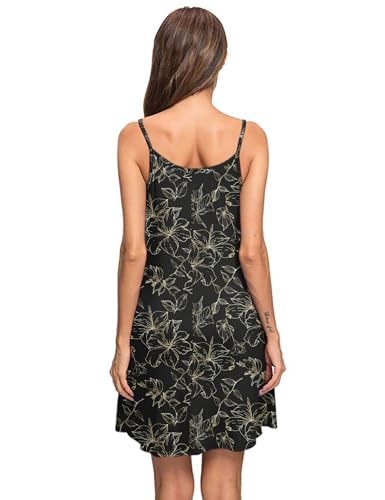 Image of MISFAY Women's Spaghetti Strap Beach Cover Up Dress with Pockets