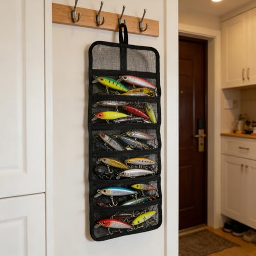 Bolsa para señuelos de pesca portátil con compartimentos de malla CHILDWEET 7