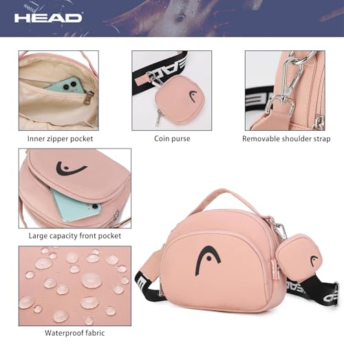 HEAD Nylon Cross body Bag Purses for Women, Top Handle Wide Strap Shoulder Handbags Purse with Mini Coins Bag for Daily4