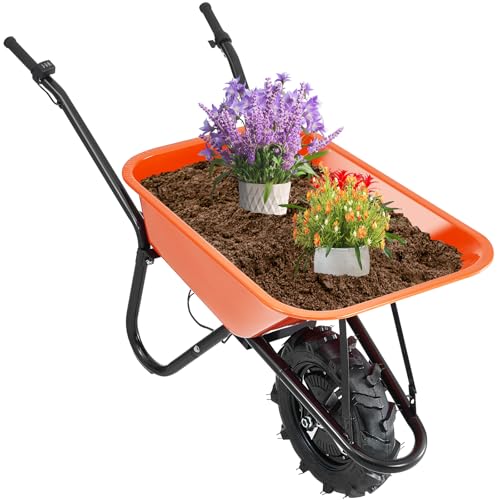 VEVOR Carriola Elettrica 500 W, Carrello Ribaltabile da Giardino Motorizzato Manico in Metallo, Ruota Larghezza 40cm, Portata 150kg, Carrello Multiuso per Fattoria, Prato, Giardinaggio, Magazzino