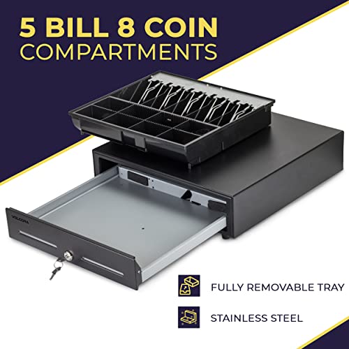 Usb Cash Register Drawer 16", Pos And Windows Pc Trigger, 5 Bill/8 Coin, Removable Cash Tray, Black, Not For Square #TOP2