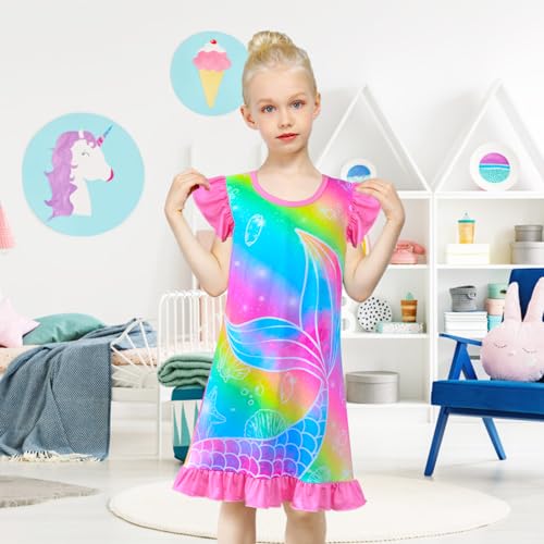 Image of Girls Nightgowns Unicorn Sleepwear Night Sleep Dress Pajamas Little Kids Toddler Soft Nightgown