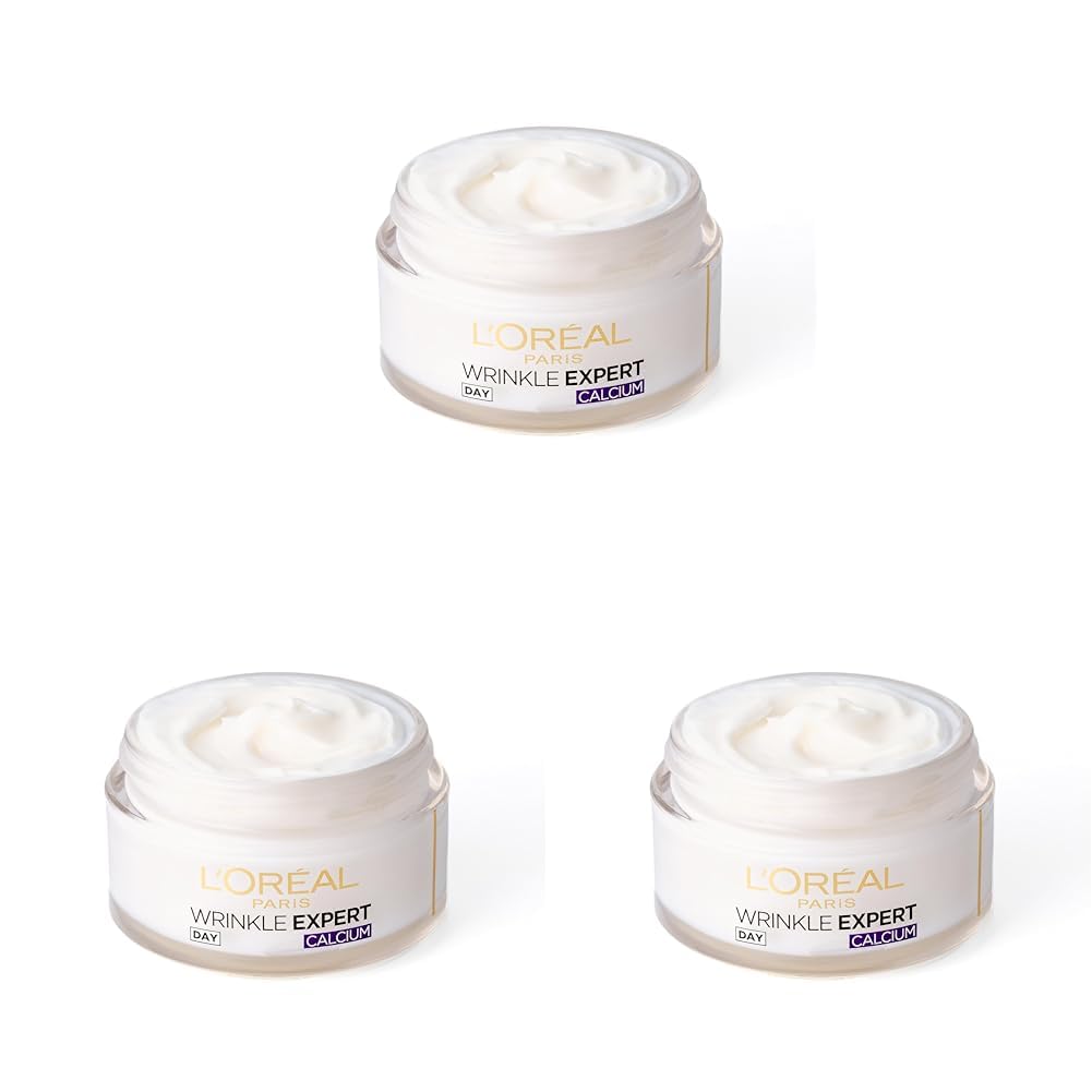 LOral Paris Wrinkle Expert Anti-Wrinkle 55+ Day Cream, Reduces Wrinkle Appearance, Firms Skin and Redefines Contours, Calcium, 50ml (Pack of 3)
