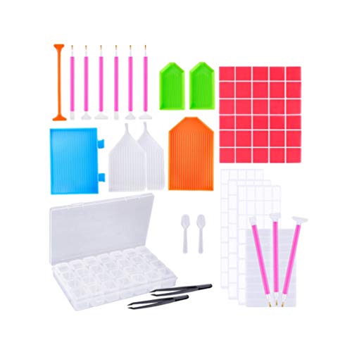 EXCEART 66pcs Diamond Painting Accessories Kits DIY 5D Diamond Embroidery Tool Full Rhinestones Boxe