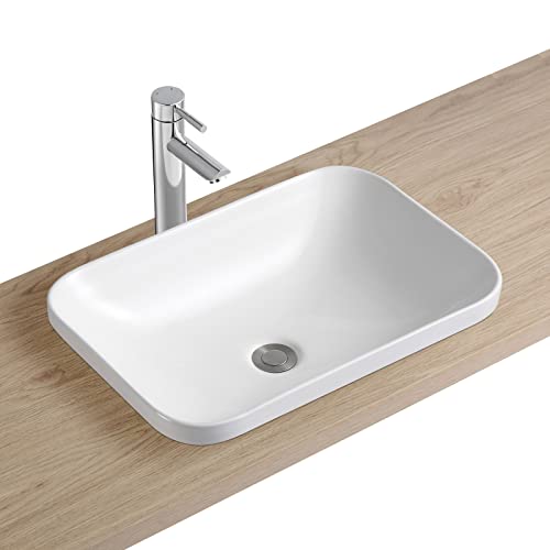 MOB-IN - Lavabo rectangular para empotrar (cerámica, 53 x 37 cm), color blanco