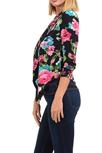 Auliné Collection Womens Floral Casual Lightweight 3/4 Sleeve Fitted Open Blazer2