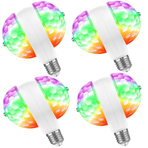 Image of Disco Lights Colorful Rotating Magic Ball Lights, AC85-265V E26 /E27 RGB LED Stage DJ Light Multi-Colored Fun Lamp for Dance Parties Birthday Karaoke Halloween Christmas (4 Pack)