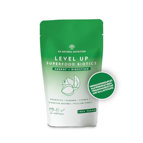 Flohsamenschalen Komplex Verdauungsenzyme + Ballaststoffe + Vitamin C. Darmbakterien für Stoffwechsel und Darmflora Aufbau. Nahrungsergänzungsmittel. Vegan. N2 Natural Nutrition