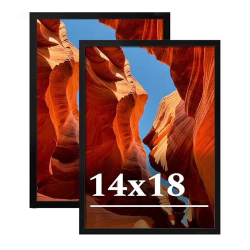 Veleclo 14x18 Picture Frame Set of 2 14 x 18 Black Picture Frame with HD Plexiglas 14 by 18 Poster Frame Display Frame for Vertical or Horizontal Presenting Spatial Aesthetics-Form & Light Series