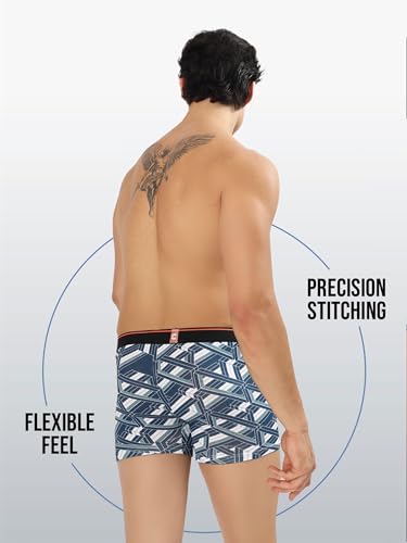 Image of Freecultr Men's Tipline Cotton Trunk Stretch Printed Trunks with Stylish Waistband | Breathable Innerwear for All-Day Comfort