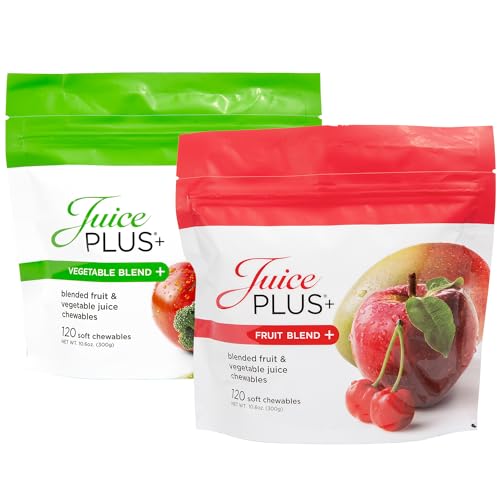 JuicePlus+ Fruit & Vegetable Blend Soft Chews - Tasty Vegan Fruit and Veggie Gummy Vitamins for Adults & Kids - 4 Month Supply (4 Pouches, 30 Chews Each)