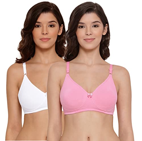 Image of Lyra Women's Moulded Encircled Bra(513) Pack of 2 White & Black,30B