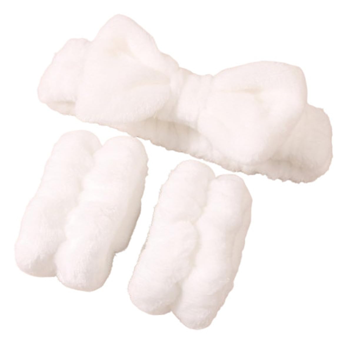MOMISY Face Wash Headband and Wristband Set, Stretchy Bowknot Design, Super Absorbent Flannel, for Face Washing, Makeup, Yoga (White, Free)-picture-19