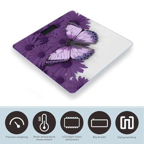 Báscula de baño digital Purple Butterfly gran pantalla LCD miniatura 3