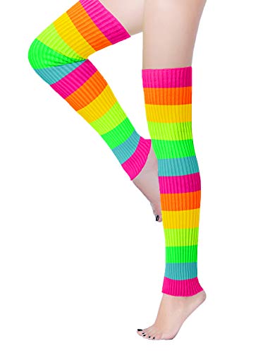 v28 Women’s Neon Knit Leg Warmer for 80s Party Dance Sports Yoga2