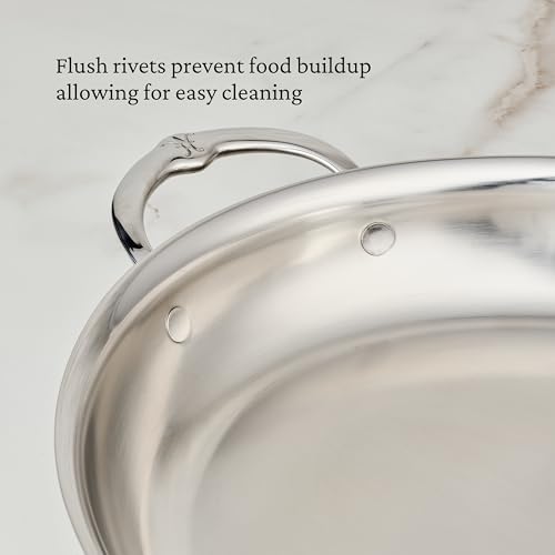 Image of Hestan Provisions Oval Roasting Pan and Au Gratin Dish, 5.5 Quart Clad Stainless Steel, 17.5 x 14 Inch - Designed with Thomas Keller, Oven Safe 600F, Dishwasher Safe