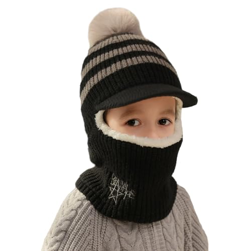 TAGVO - TAGVO Fille Garçon Cagoule Hiver Bonnet Écharpe Ensamble Bébé Enfant Chaud Balaclava Casquette Polaire Cache Cou Oreilles Chapeau Pompon Tricoté Chapeaux pour 1 à 5 Ans