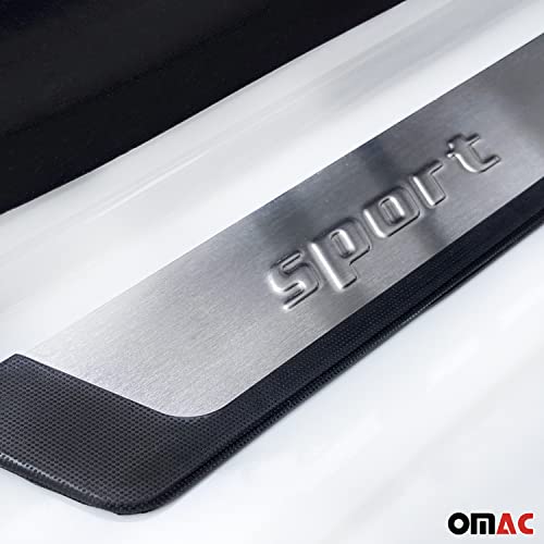 Omac Automotive Interior Accessories Stainless Steel Chrome Door Sill Cover | Car Door Entry Guards | Panel Step Protector Flexible Trim Scuff Cover Fits Honda Ridgeline 2008-2023 #TOP6