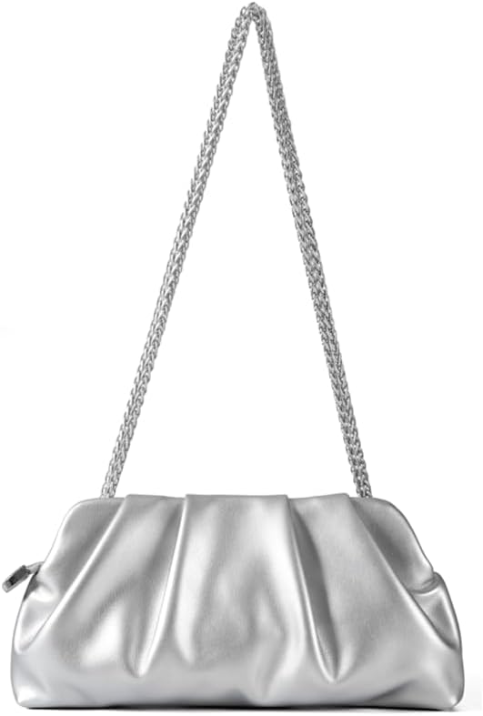 Evening Bag for Women Ruched Clutch Purse Detachable Metal Chain Crossbody Bag - Image 5