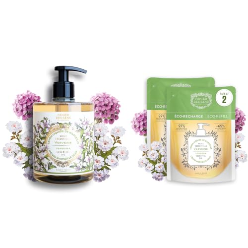 Image of Panier des Sens Lemon Verbena Liquid Hand Soap, 50.7 fl oz | Premium French Liquid Hand Soap | Savon de Marseille Soap | 97% Natural Ingredients | Gentle Daily Cleansing