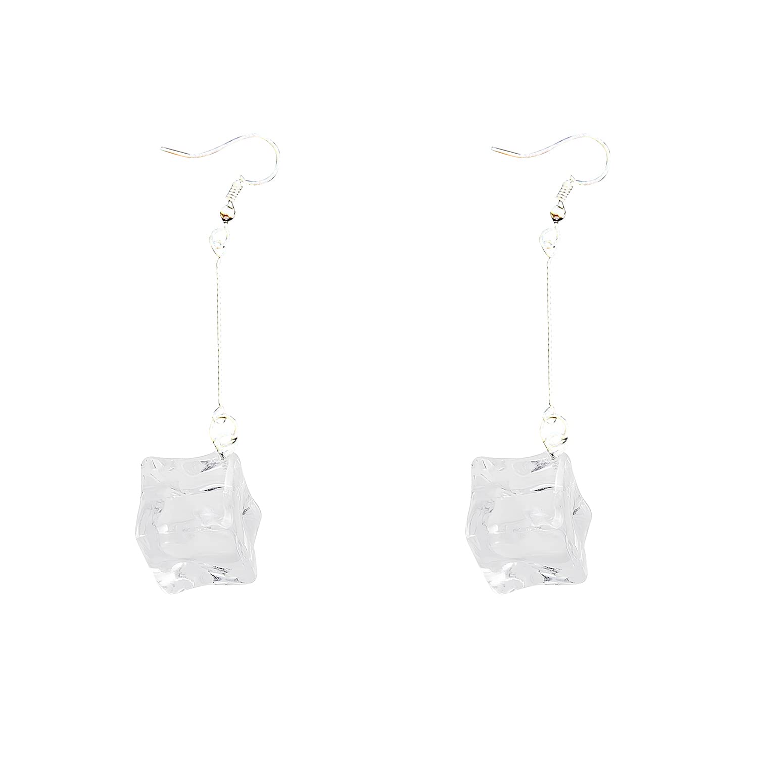 YUNXICreative Transparent Ice Cubes Dangle Earrings Acrylic Irregular Simple Funny Hot Summer Jewelry for Women