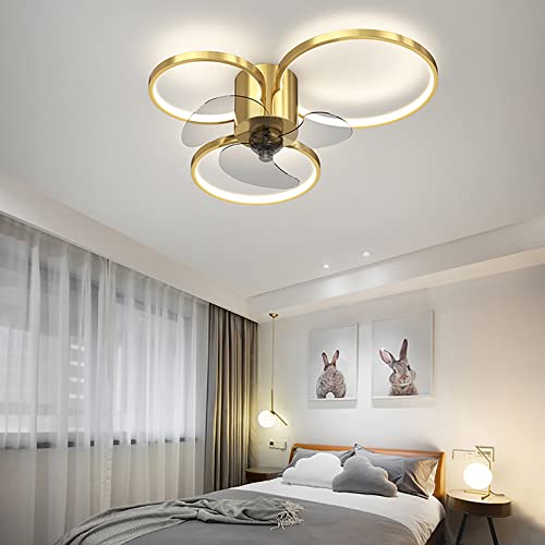 Eqwr 6 Velocidades Ventilador Techo con Luz y Mando a Distancia Silencioso Regulable LED Lamparas Ventilador de Techo Dormitorio Moderno Reversible DC Ventilador Techo con Luz Salon Cover