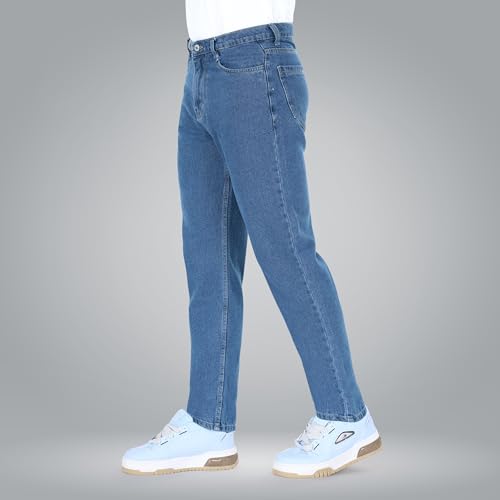Image of Men's Straight Fit Stylish Non Stretch Mid Rise Pure Cotton Crafted with Premium Fabric Relaxed Jeans Available in Variety of Colour