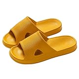 [slefancy] スリッパ 室内 抗菌防臭素材 超軽量 厚底 滑り止め サンダル 春夏 ルームシューズ レディース メンズ 衛生 歩きやすい 来客用 男女兼用 足ツボ 健康サンダル 静音 柔らか(イエロー)