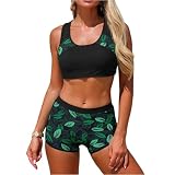 Conjuntos De Bikinis Bikini Talla Grande Talla Grande Sexy Top Traje De Bañon Tankini Talle Alto Volantes con Relleno con Aros Bañadores Chollos Ultima Hora 2#Verde M