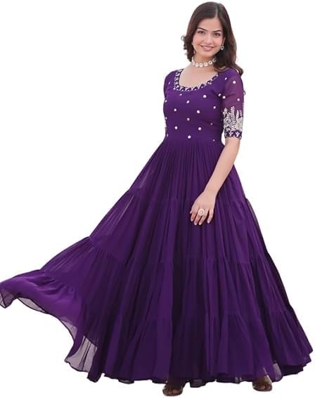 Georgette Women's Embroidered Sequins Work Anrakali Kurta