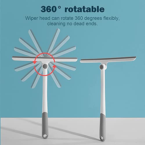 Image of ROKTRY 360 Rotatable Cleaning Glass Wiper Window Cleaner, Silicone Squeegee for Bathroom, Windows, and Car Glass, Window Squeegee, Mirror Scraper Brush with Soft Rubber (Multicolor)
