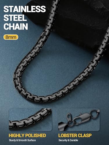 Image of PROSTEEL Stainless Steel Flat Box Link Chain Necklace for Men