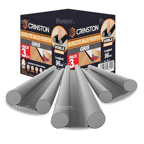 CRINSTON – Burlete Bajo Puerta | DOBLE Aislamiento Térmico y Acústico | Mejora la eficiencia energética de tu hogar. (PACK 3 UNIDADES)