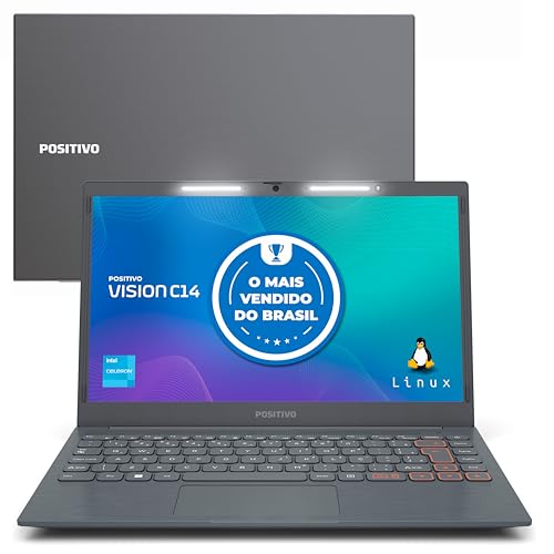 Notebook Positivo Vision C14 Lumina BAR Celeron, 8GB 128GB eMMC, Tela 14 Polegadas HD Antirreflexo, Linux, Tecla Link - Cinza