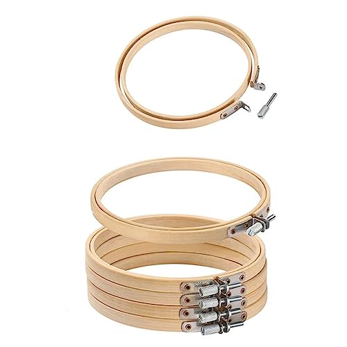 6 Stück Stickrahmen Holz Bambus Embroidery Hoop - 15cm Stickrahmen Holz Set, Kreuzstich Stickring für DIY Kreuzstich Stickerei Kunst Handwerk Nähen