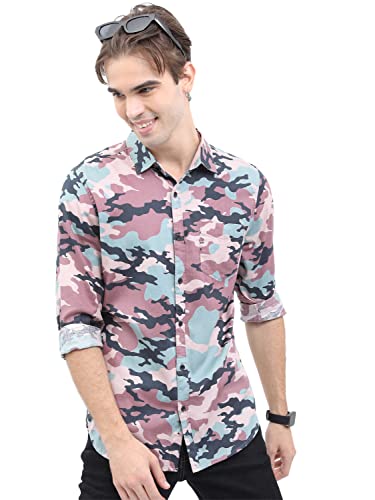 Image of Ketch Men Cotton Slim Fit Printed Full Sleeve Shirt