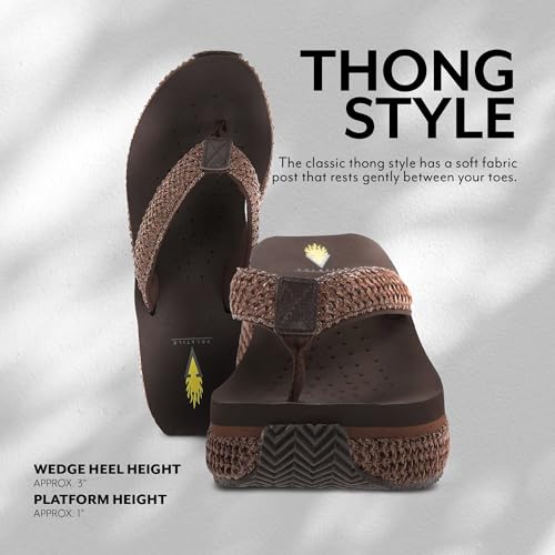 Image of Volatile Island Wedge Sandals for Women Featuring Slip-On Thong Platform Style with EVA Insole and Rubber Outsole