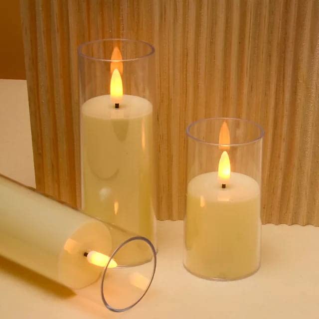 glitter star hubb Acrylic Flameless & Smokeless Decorative Candles Led
