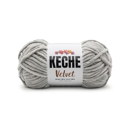 Image of Keche Velvet Yarn for Crocheting, Soft Chenille Bulky Baby Blanket Amigurumi Yarn 100 gr (132 yds) - Light Gray
