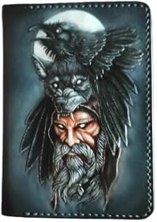 Odin Wallet, Wolf Wallet, Raven Wallet, Viking Long Wallet, Hand-tooled biker wallet, motorbike wallet, Long Wallet, unique carving natural leather wallet, 3D Genuine Leather Wallet, Hand-Carved