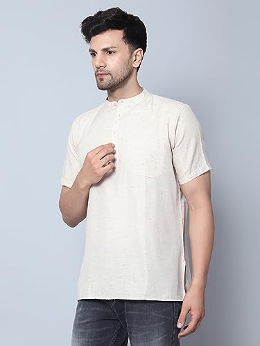 Image of LATEST CHIKAN Men's Cotton Regular Casual Strped Short Kurta Half Sleeves - (SK-LJ.DS.AS)
