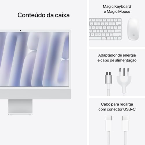 Apple 2024 iMac (de 24 polegadas, Chip M4 da Apple com CPU de 8 núcleos e GPU de 8 núcleos, 16GB Mem