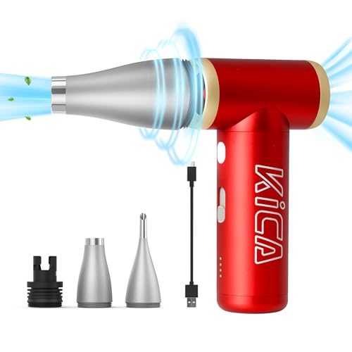「セット」KiCA JetFan 2S 多機能電動エアダスター (レッド) & 吸塵アクセサリー、電子機器、車、家庭用、PC掃除、117000RPM 強力な風速、掃除、ほこり取り、スイミング・ラップとエアベッドの空気入れに使えます、空気圧縮タンクの代替品、