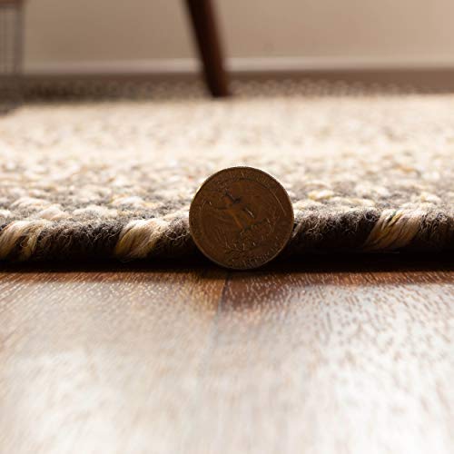 Super Area Rugs Ridgewood Farmhouse Braided Rug For Kitchen And Living Room Brown Velvet/Beige, 2' X 4' Oval Runner #TOP3