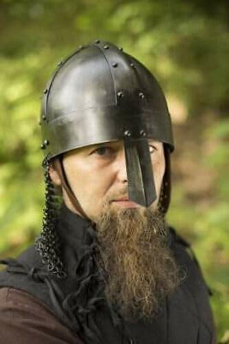 Średniowieczny nosowy Norman Hełm Rycerz Wikingów Larp Wojownik Kask Stal Żelazo Poręczny Gjermundu Kolczuga Kask Rekonstruktorzy Larp Głowa Pancerz Odgrywanie ról Replika Kostium