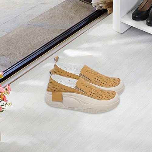 Tênis feminino sapatos esportivos redondo leve sapatos casuais respiráveis para jogging acampamento,